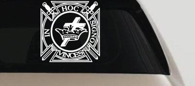 Knights Templar Cross Crown In Hoc Signo Vinces Car or Truck Window Vinyl Decal Sticker