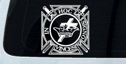 Knights Templar Cross Crown In Hoc Signo Vinces Car or Truck Window Decal Sticker