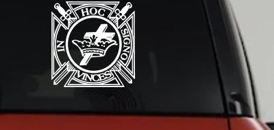 Knights Templar Cross Crown In Hoc Signo Vinces Car or Truck Window Vinyl Decal Sticker