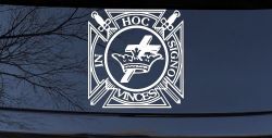 Knights Templar Cross Crown In Hoc Signo Vinces Car or Truck Window Decal Sticker