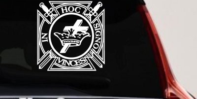 Knights Templar Cross Crown In Hoc Signo Vinces Car or Truck Window Vinyl Decal Sticker