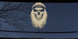 Rebel Skull Beard Skulls Car or Truck Window Decal Sticker (Desert Sand)