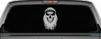 Rebel Skull Beard Skulls Car or Truck Window Decal Sticker (Light Gray)
