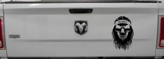 Rebel Skull Beard Skulls Car or Truck Window Decal Sticker (Matte Black)