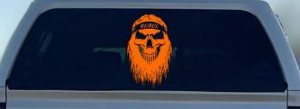 Rebel Skull Beard Skulls Car or Truck Window Vinyl Decal Sticker (Orange)
