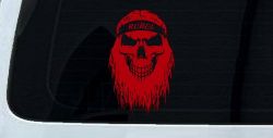 Rebel Skull Beard Skulls Car or Truck Window Decal Sticker (Red)