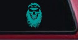 Rebel Skull Beard Skulls Car or Truck Window Decal Sticker (Turquoise)