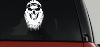 Rebel Skull Beard Skulls Car or Truck Window Vinyl Decal Sticker