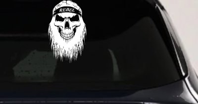 Rebel Skull Beard Skulls Car or Truck Window Vinyl Decal Sticker