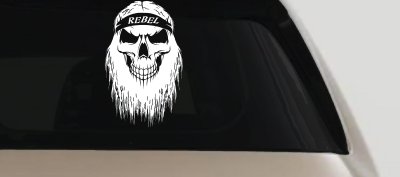 Rebel Skull Beard Skulls Car or Truck Window Vinyl Decal Sticker