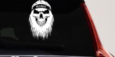 Rebel Skull Beard Skulls Car or Truck Window Vinyl Decal Sticker