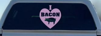 I Love Bacon Funny Car or Truck Window Vinyl Decal Sticker (Lilac)