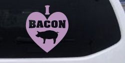 I Love Bacon Funny Car or Truck Window Vinyl Decal Sticker (Lilac)