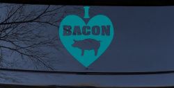 I Love Bacon Funny Car or Truck Window Decal Sticker (Turquoise Blue)