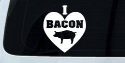 I Love Bacon Funny Car or Truck Window Decal Sticker