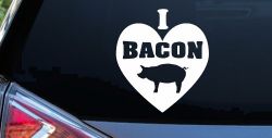 I Love Bacon Funny Car or Truck Window Decal Sticker