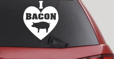 I Love Bacon Funny Car or Truck Window Vinyl Decal Sticker