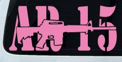 AR 15 Military Rifle With Gun Car or Truck Window Decal Sticker (Pink)