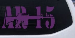 AR 15 Military Rifle With Gun Car or Truck Window Decal Sticker (Violet)