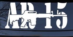 AR 15 Military Rifle With Gun Car or Truck Window Decal Sticker