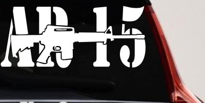AR 15 Military Rifle With Gun Car or Truck Window Vinyl Decal Sticker