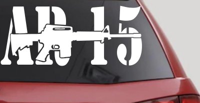 AR 15 Military Rifle With Gun Car or Truck Window Vinyl Decal Sticker