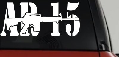 AR 15 Military Rifle With Gun Car or Truck Window Vinyl Decal Sticker