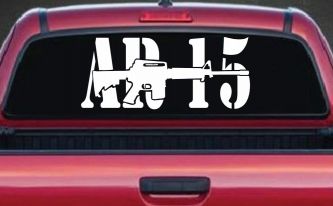 AR 15 Military Rifle With Gun Car or Truck Window Decal Sticker