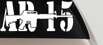 AR 15 Military Rifle With Gun Car or Truck Window Vinyl Decal Sticker