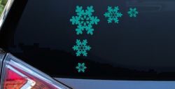 Snowflake Corner Design Car or Truck Window Decal Sticker (Turquoise)