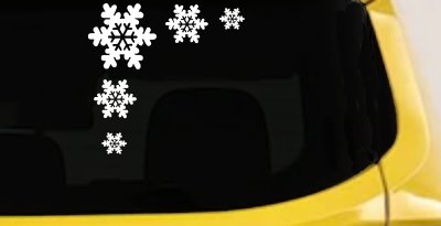 Snowflake Corner Design Car or Truck Window Vinyl Decal Sticker (White)