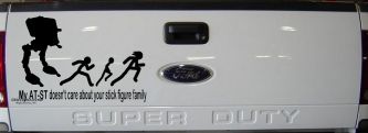 My AT ST Doesn't Care About Your Stick Family Car or Truck Window Decal Sticker (Black)