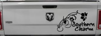 Southern Charm Flower Swirl Country Car or Truck Window Decal Sticker (Black)