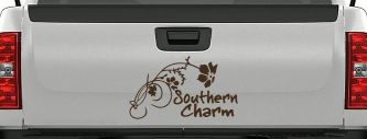 Southern Charm Flower Swirl Country Car or Truck Window Decal Sticker (Brown)