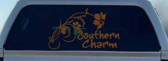 Southern Charm Flower Swirl Country Car or Truck Window Vinyl Decal Sticker (Copper)