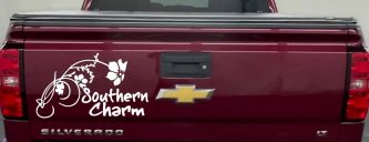 Southern Charm Flower Swirl Country Car or Truck Window Decal Sticker (White)