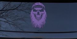 Redneck Skull Beard Car or Truck Window Decal Sticker (Purple)