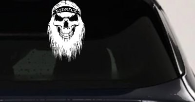 Redneck Skull Beard Car or Truck Window Vinyl Decal Sticker