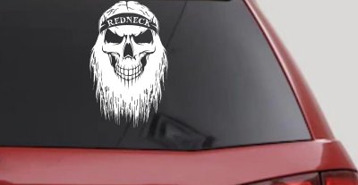 Redneck Skull Beard Car or Truck Window Vinyl Decal Sticker