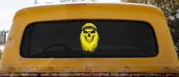 Redneck Skull Beard Car or Truck Window Vinyl Decal Sticker (Yellow)