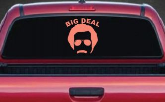 Big Deal Hair And Mustache Funny Car or Truck Window Vinyl Decal Sticker (Coral)