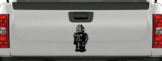 Retro Robot Sci Fi Car or Truck Window Decal Sticker (Black)