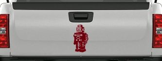 Retro Robot Sci Fi Car or Truck Window Vinyl Decal Sticker (Burgundy)