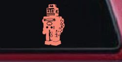 Retro Robot Sci Fi Car or Truck Window Decal Sticker (Coral)