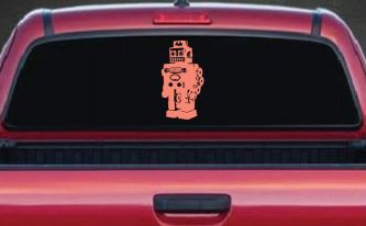 Retro Robot Sci Fi Car or Truck Window Decal Sticker (Coral)