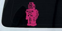 Retro Robot Sci Fi Car or Truck Window Decal Sticker (Hot Pink)