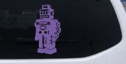 Retro Robot Sci Fi Car or Truck Window Decal Sticker (Purple)