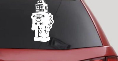 Retro Robot Sci Fi Car or Truck Window Vinyl Decal Sticker