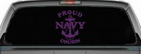 Proud Navy Cousin Military Car or Truck Window Vinyl Decal Sticker (Violet)