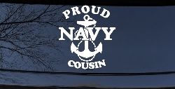 Proud Navy Cousin Military Car or Truck Window Decal Sticker
